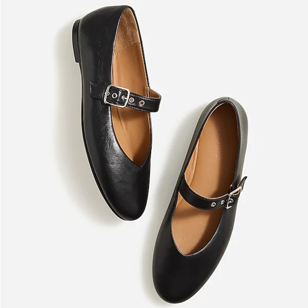 Madewell Black Leather Mary Jane Flats